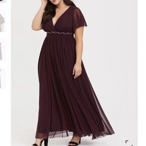 Torrid Special Occasion Burgundy Beaded Gown 2
